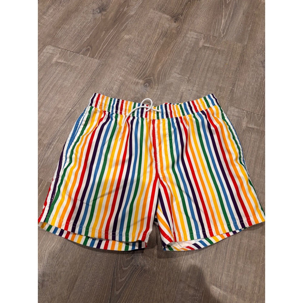 Trinity Collective‎ Rainbow Stripe Swim Trunks Med Drawstring Pockets Pride